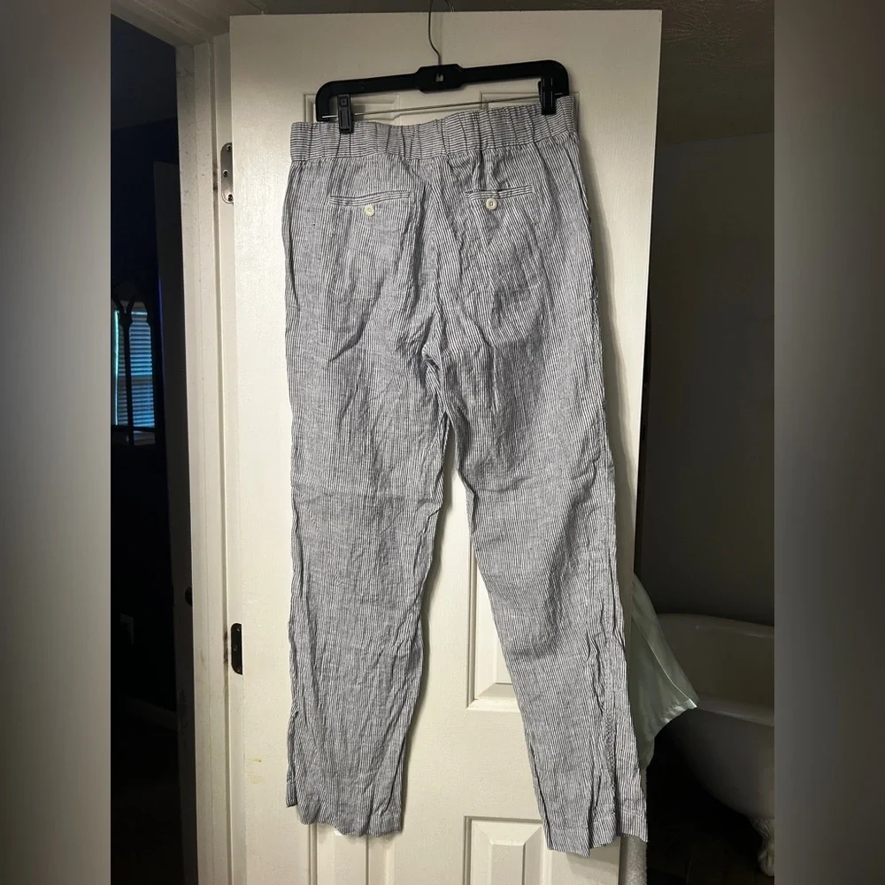 Athleta Pants Wide Leg Linen Bali Trouser Drawstring Stripe 100% Linen - Picture 5 of 10